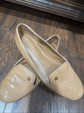 Tory Burch Nude Patent Leather Logo Flats